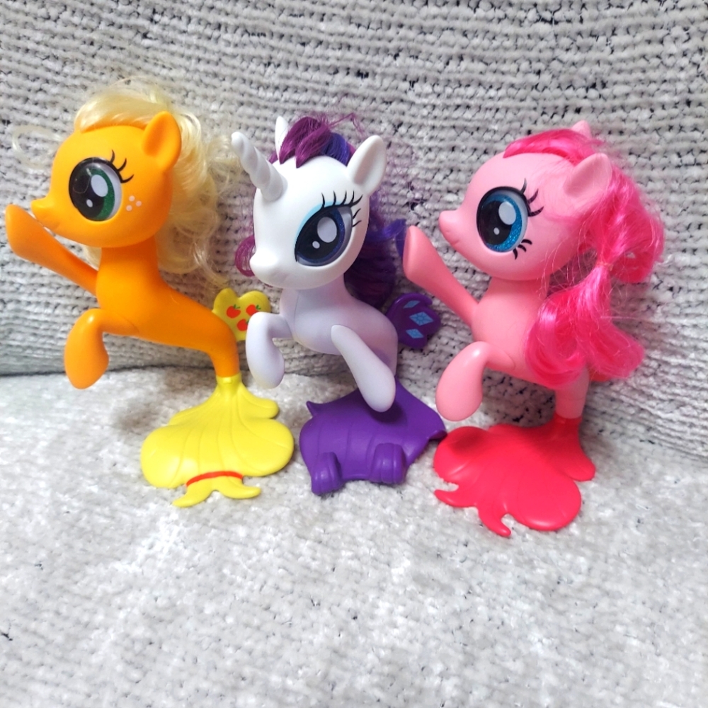 My Little Pony Sea Pony Collection 7" Lot of 3 Rarity Pinkie Pie Applejack